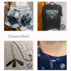 Tie-dye shorts 7+Pentatonix Concert Tee LP+925🤍🖤w3 Marcasite Italy⛓ 18”chain